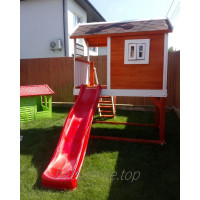 Дитячий дерев'яний будиночок з гіркою 220 см