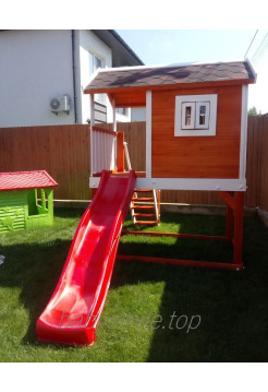 Детский деревянный домик с горкой 220 см 