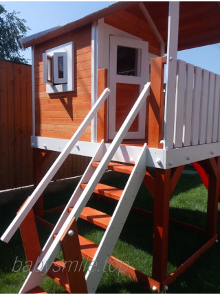 Дитячий дерев'яний будиночок з гіркою 220 см
