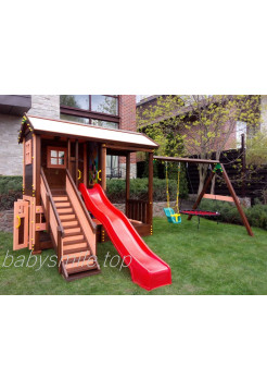 Деревянный домик + качели и песочница Spielplatz