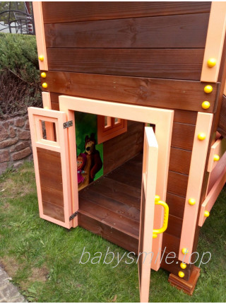 Дерев'яний будиночок + гойдалка і пісочниця Spielplatz