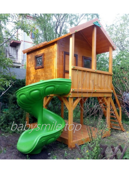 Будиночок дерев'яний двоповерховий з гіркою гвинтовою