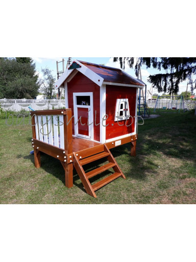 Детский деревянный домик Флигель с горкой