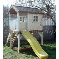 Дитячий дерев'яний будиночок з гіркою 220 см і пісочницею