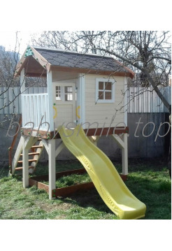 Детский деревянный домик с горкой 220 см и песочницей 