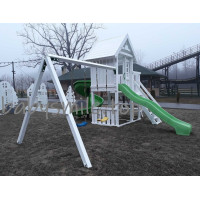 Детская площадка из дерева с двумя горками 