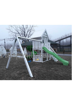 Детская площадка из дерева с двумя горками 