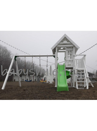 Дитячий майданчик з дерева з двома гірками Дитячий майданчик з дерева з двома гірками