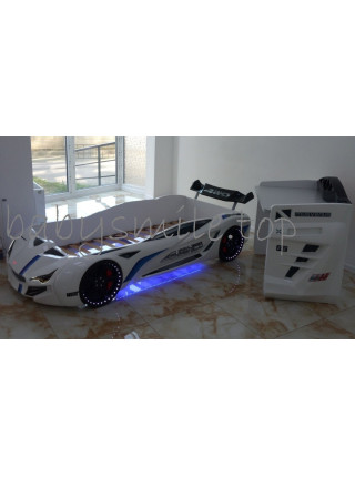 Ліжко машинка BMW біле пластикове Ліжко машинка BMW біле пластикове