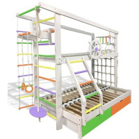 Двох'ярусне ліжко тримісне Юнга різнокольорове