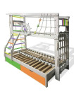 Двох'ярусне ліжко тримісне Юнга різнокольорове