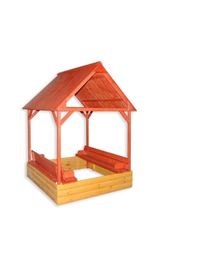 Песочница 150 см цветная с крышкой и крышей