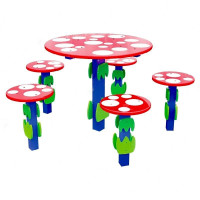 Дитячий столик вуличний з сидіннями Мухомори