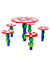 Детский игровой столик уличный с сиденьями Мухоморы