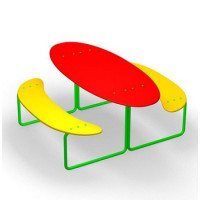 Детский столик с лавками Овальный