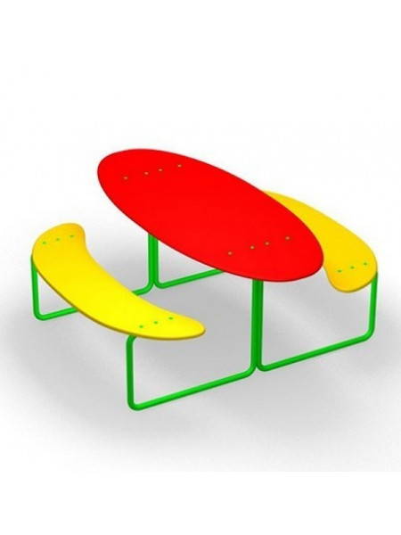 Дитячий столик з лавками Овальний