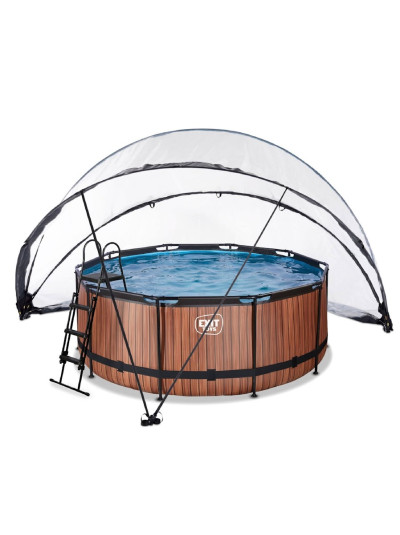 Каркасний басейн EXIT 360x122 см, із накриттям "Дерево"