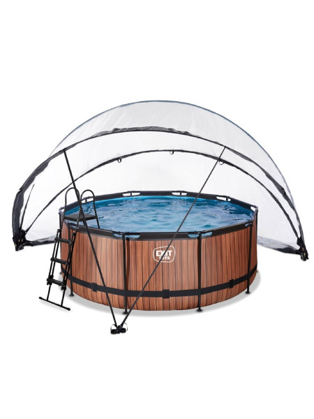 Каркасний басейн EXIT 360x122 см, із накриттям "Дерево"
