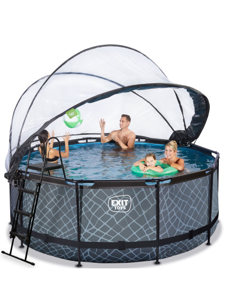 Басейн круглий з куполом EXIT камінь 360х122 см (пісочний фільтр) Басейн круглий з куполом EXIT камінь 360х122 см (пісочний фільтр)