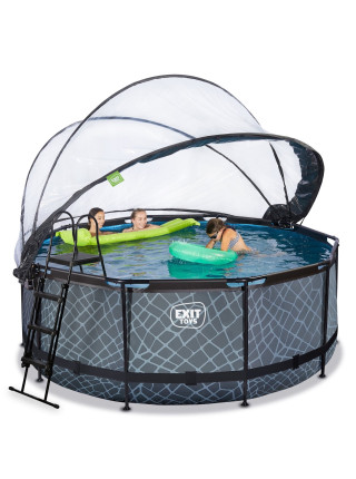 Басейн круглий з куполом EXIT камінь 360х122 см (пісочний фільтр) Басейн круглий з куполом EXIT камінь 360х122 см (пісочний фільтр)