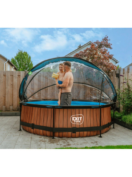 Басейн EXIT з куполом круглий, "дерево" 300*76 см