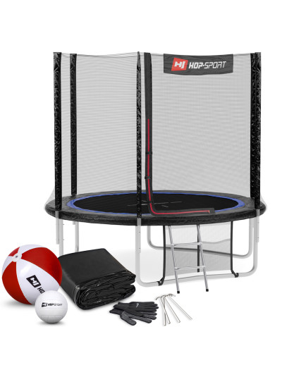 Батут с защитной сеткой Hop-Sport 244 см черно-синий