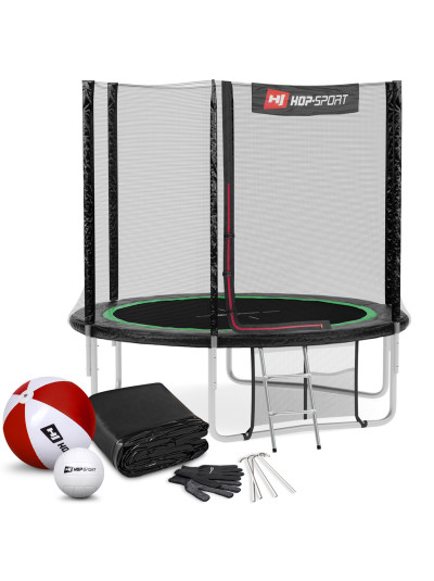 Батут с защитной сеткой Hop-Sport 244 см черно-зеленый