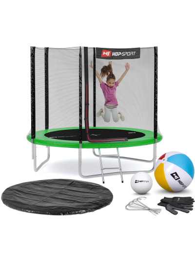 Батут с защитной сеткой Hop-Sport 244 см зеленый