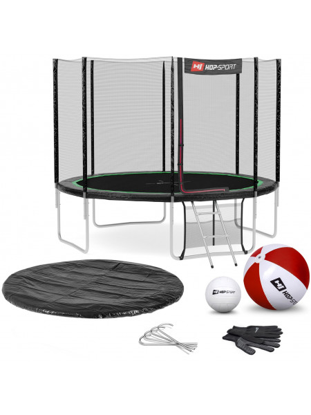 Батут із захисною сіткою Hop - Sport 305 см чорно-зелений Батут із захисною сіткою Hop - Sport 305 см чорно-зелений