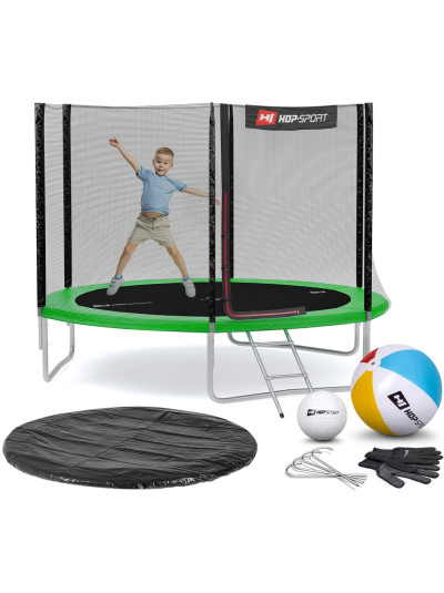 Батут с защитной сеткой Hop-Sport 305 см зеленый