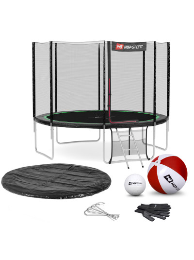 Батут с защитной сеткой Hop-Sport 366 см черно-зеленый