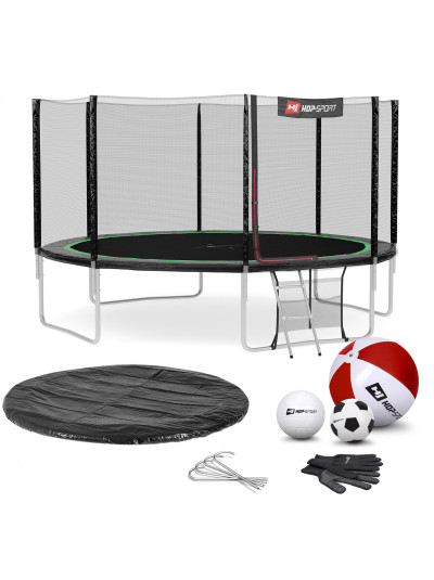 Батут с защитной сеткой Hop-Sport 427 см черно-зеленый