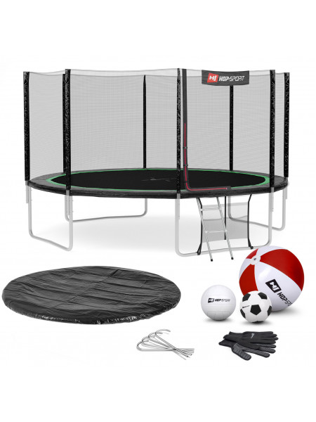 Батут із захисною сіткою Hop - Sport 427 см чорно-зелений Батут із захисною сіткою Hop - Sport 427 см чорно-зелений