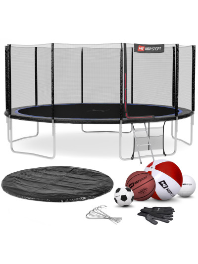 Батут с защитной сеткой Hop-Sport 488 см черно-синий