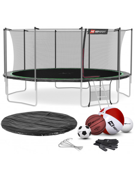Батут з сіткою внутрішньою Hop - Sport 488 см чорно-зелений Батут з сіткою внутрішньою Hop - Sport 488 см чорно-зелений