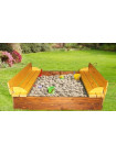 Песочница с крышкой  деревянная тонированная 150 см