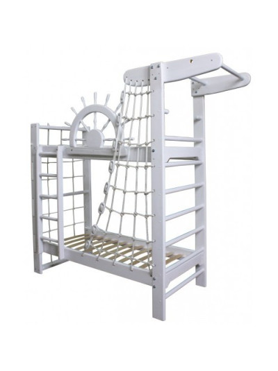 Ліжко двоярусне зі шведською стінкою Пірат Білий 