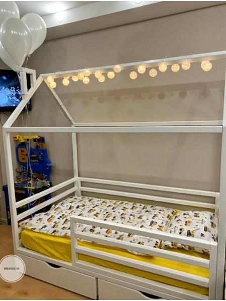 Ліжечко будиночок біле 160х80 см