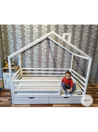 Ліжко будиночок біле 160х80 см