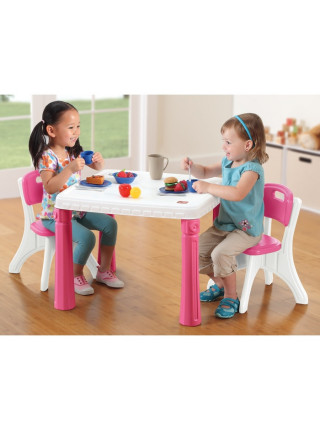 Дитячий столик зі стільчиками пластиковий рожевий