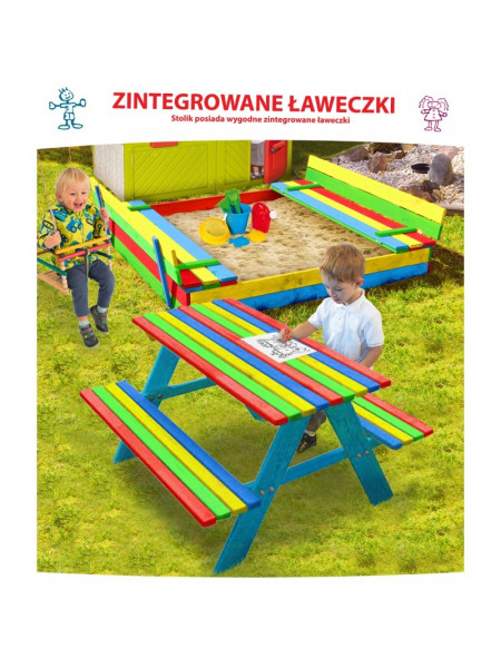 Майданчик дитячий Пісочниця 120 см + стіл з лавками Майданчик дитячий Пісочниця 120 см + стіл з лавками