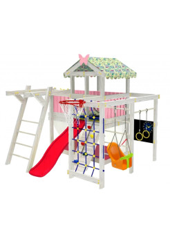 Домик кровать с спортивно-игровым комплексом 