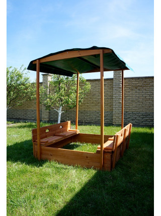 Пісочниця 145х145 см з дерева з дахом Пс-4
