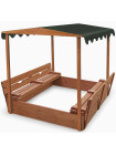 Пісочниця 145х145 см з дерева з дахом Пс-4