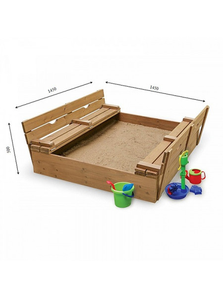 Пісочниця дерев'яна з кришкою тонована 145 см