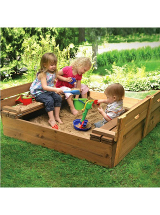 Пісочниця дерев'яна з кришкою тонована 145 см
