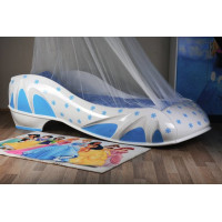 Ліжко-туфелька Сніжинка біло-блакитна